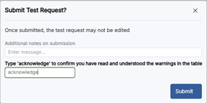 Submit confirmation dialogue